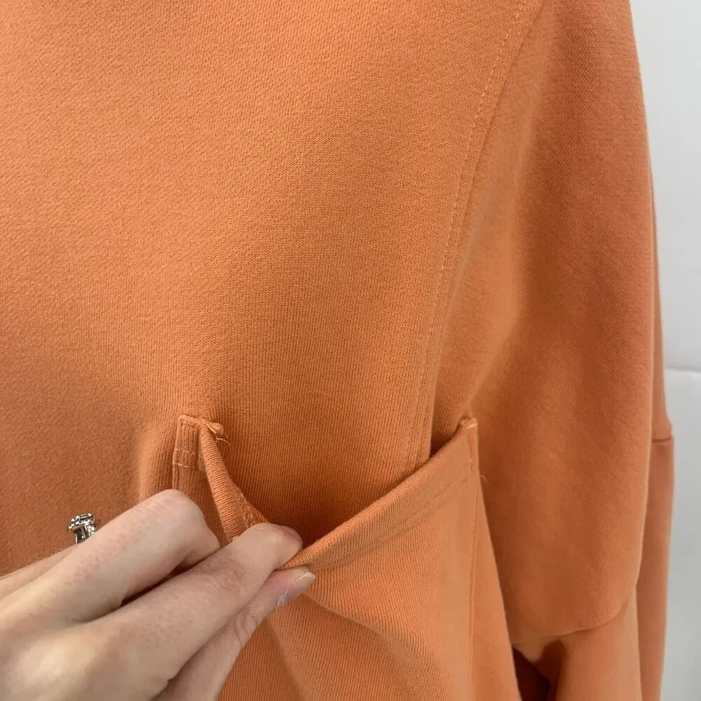 Nap Loungewear Oversized Sweater Womens M Medium Pumpkin Mock Neck Patch Pocket